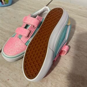 Vans Glittery Pink and Teal Kids Sneakers